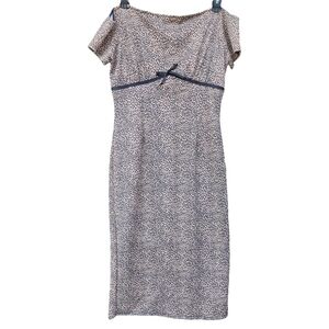 NWT Bettie Page sz 4 Queen of Pinups animal Cheetah print off shoulder dress